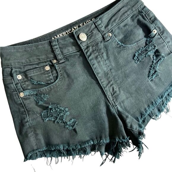 American Eagle hi rise festival Jean shorts black size 6 - Picture 5 of 12